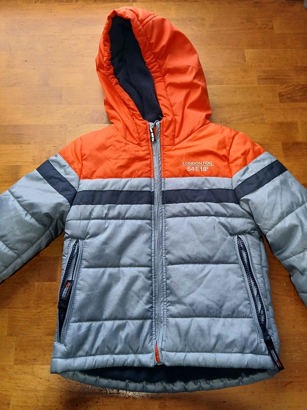 London Fog Orange & Gray Puffer Jacket for Kids